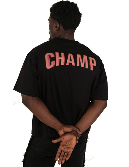 BLACK “CHAMP” CROPPED T-SHIRT